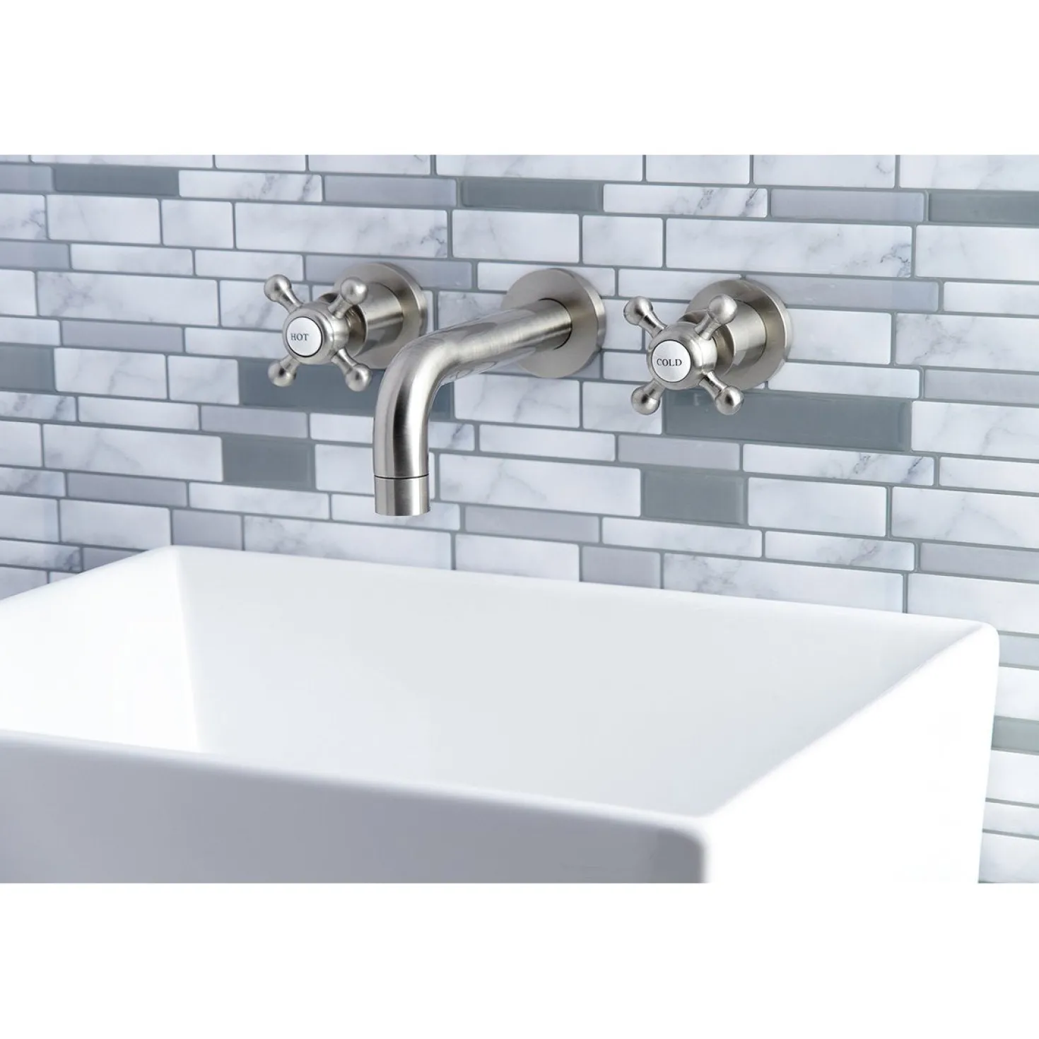 Kingston Brass Metropolitan 2-Handle 8-Inch Wall Mount Bathroom Faucet