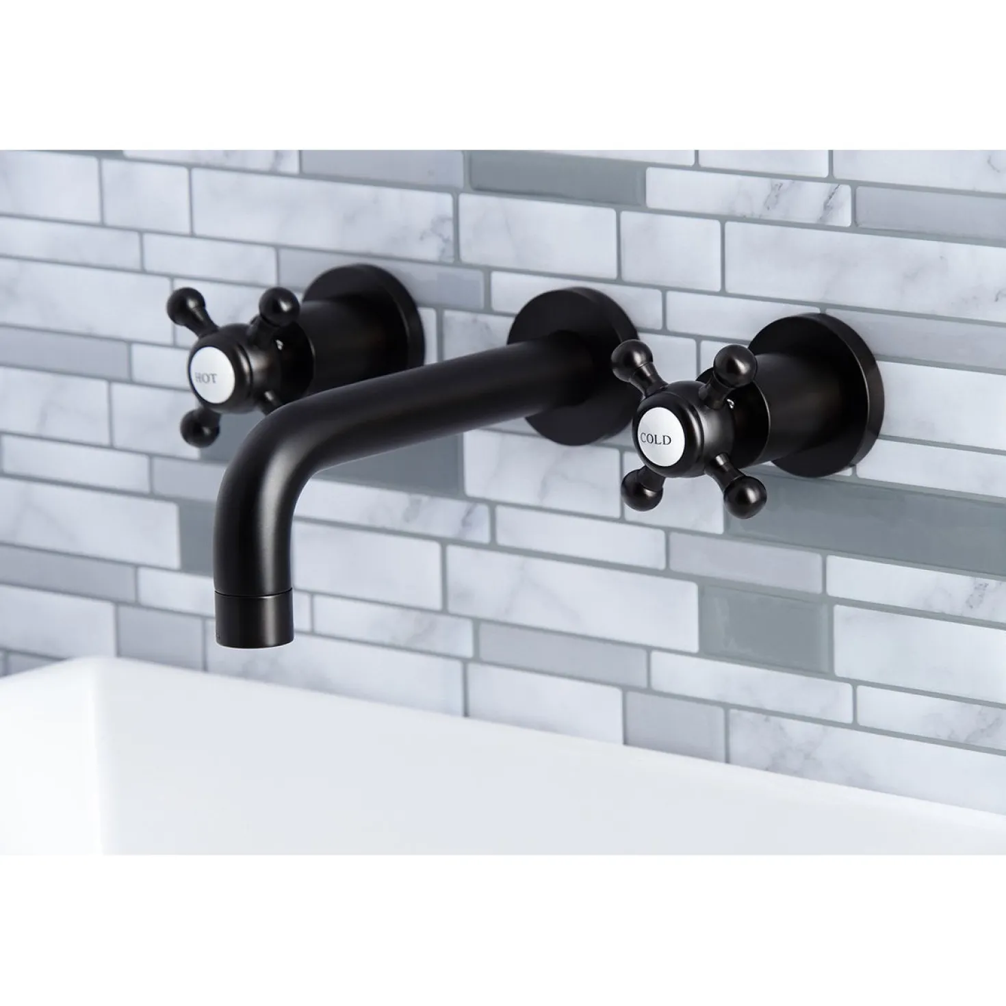 Kingston Brass Metropolitan 2-Handle 8-Inch Wall Mount Bathroom Faucet