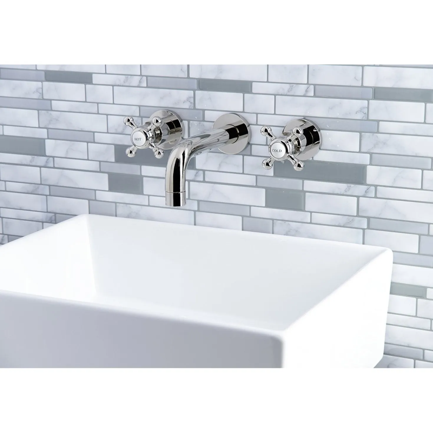 Kingston Brass Metropolitan 2-Handle 8-Inch Wall Mount Bathroom Faucet