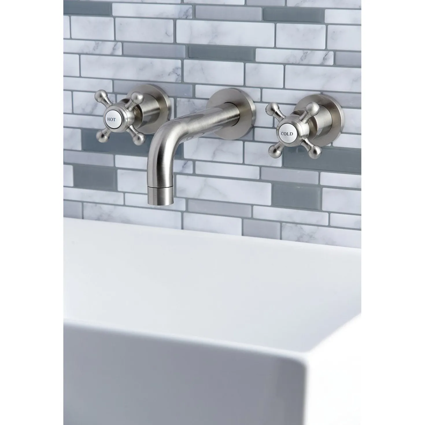 Kingston Brass Metropolitan 2-Handle 8-Inch Wall Mount Bathroom Faucet