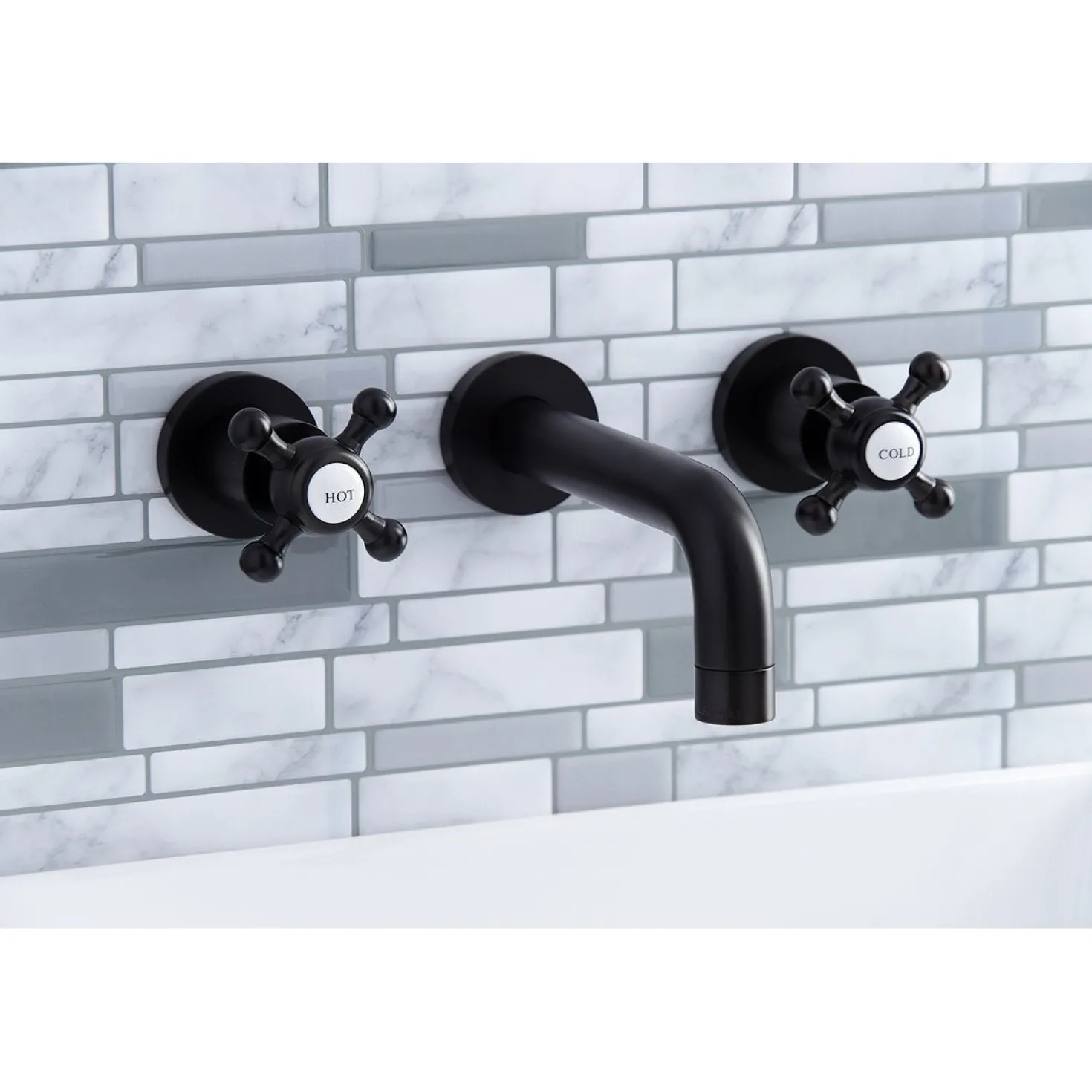 Kingston Brass Metropolitan 2-Handle 8-Inch Wall Mount Bathroom Faucet