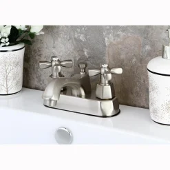 Kingston Brass Metropolitan Two Handle 4" Centerset Lavatory Faucet with Brass Metropolitan Pop-up