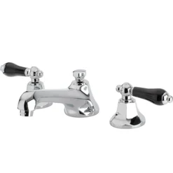 Kingston Brass Metropolitan Onyx Widespread Lavatory Faucet with Black Porcelain Lever Handle