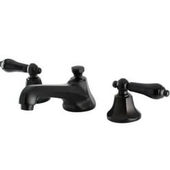 Kingston Brass Metropolitan Onyx Widespread Lavatory Faucet with Black Porcelain Lever Handle