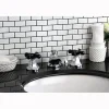 Kingston Brass Metropolitan Onyx Widespread Lavatory Faucet with Black Porcelain Cross Handle