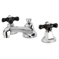 Kingston Brass Metropolitan Onyx Widespread Lavatory Faucet with Black Porcelain Cross Handle