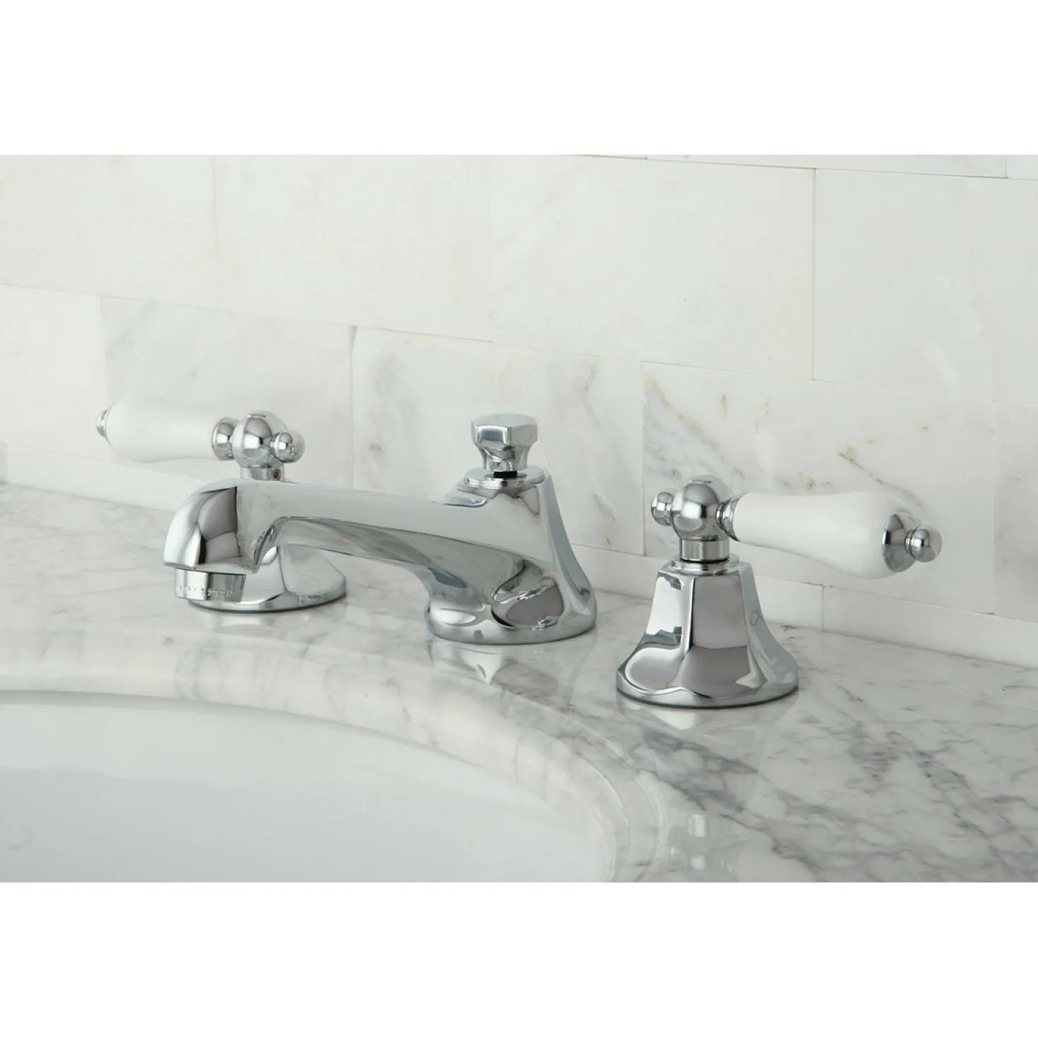 Kingston Brass Metropolitan 8-Inch Widespread Deck Mount Bathroom Faucet