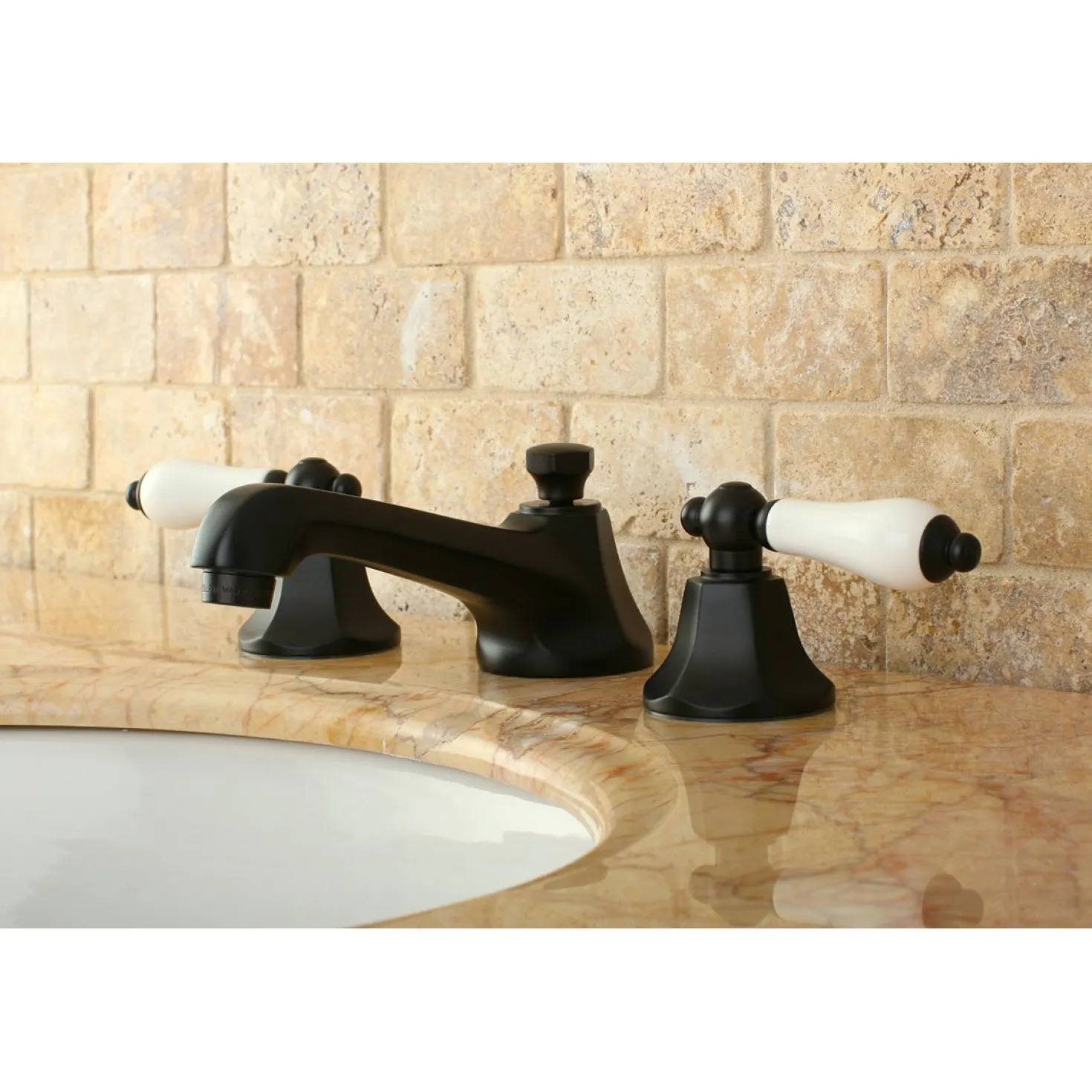Kingston Brass Metropolitan 8-Inch Widespread Deck Mount Bathroom Faucet