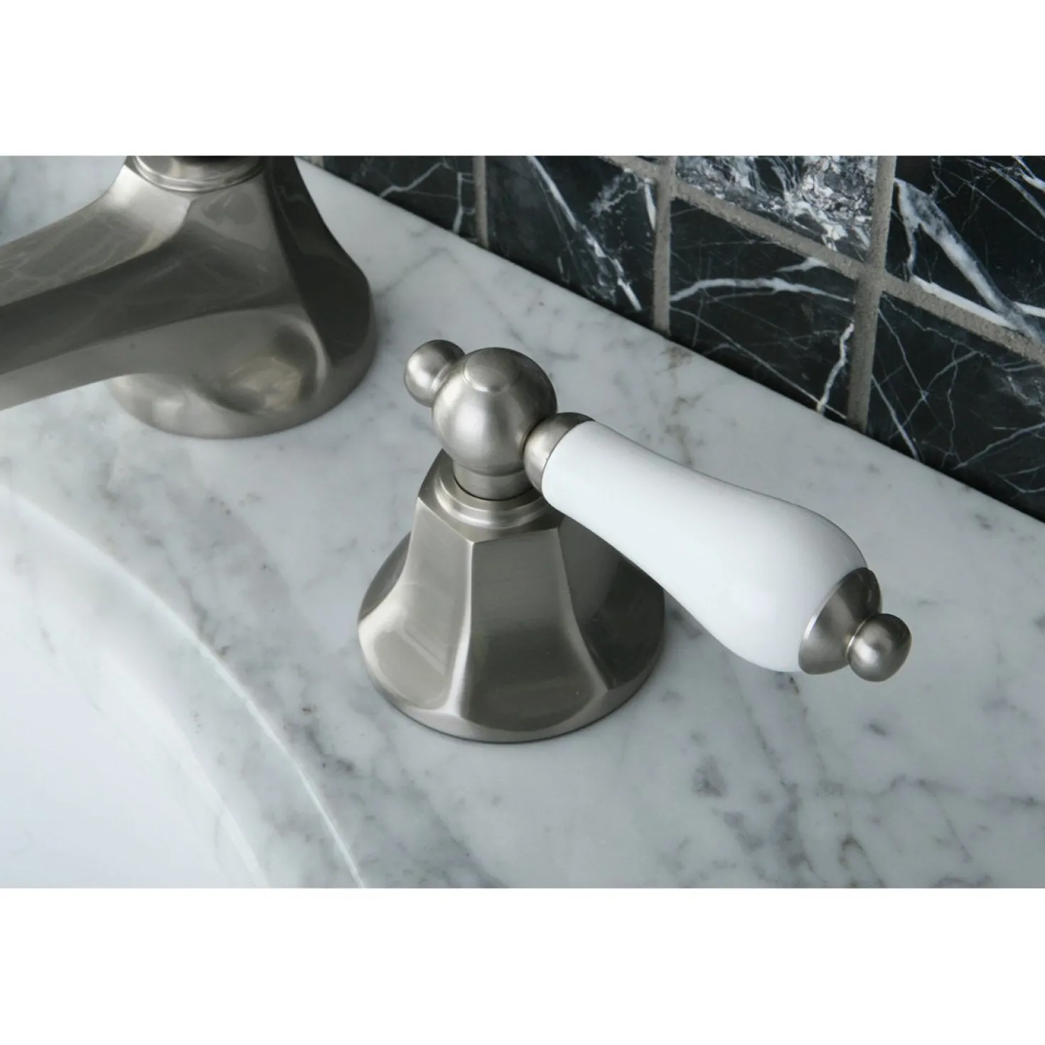 Kingston Brass Metropolitan 8-Inch Widespread Deck Mount Bathroom Faucet
