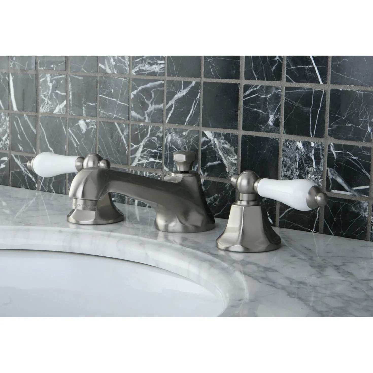 Kingston Brass Metropolitan 8-Inch Widespread Deck Mount Bathroom Faucet