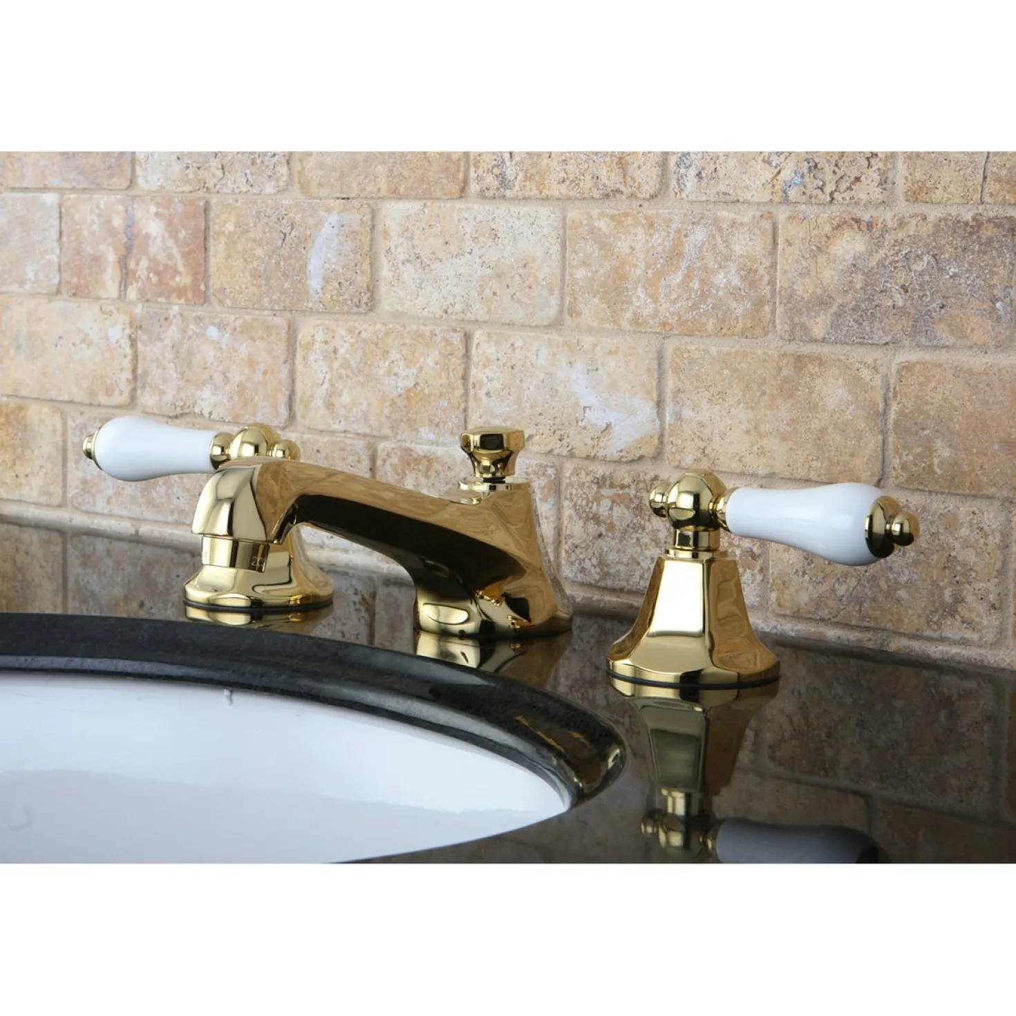 Kingston Brass Metropolitan 8-Inch Widespread Deck Mount Bathroom Faucet