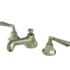 Kingston Brass Metropolitan Two Handle Deck Mount 8" to 16" Widespread Lavatory Faucet with Brass Pop-up