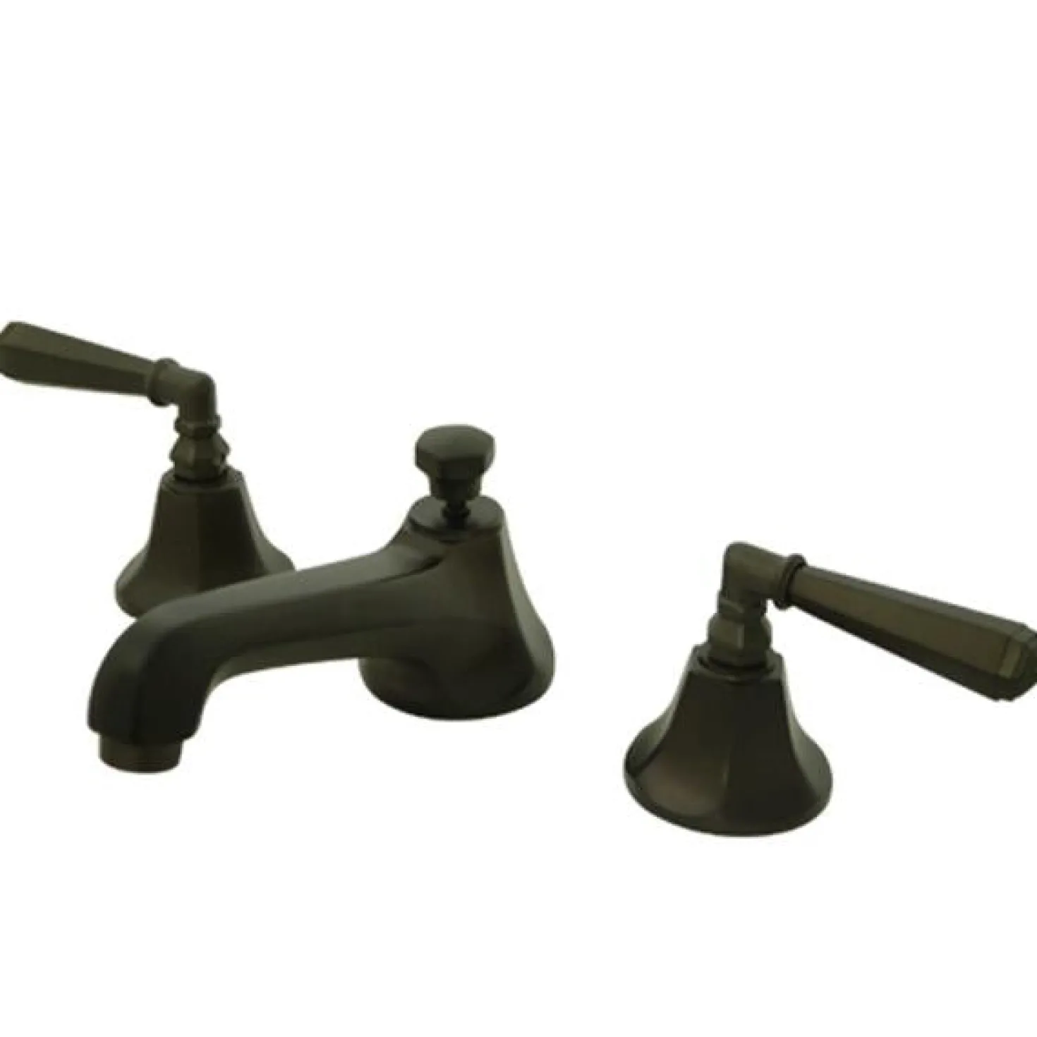 Kingston Brass Metropolitan Two Handle Deck Mount 8" to 16" Widespread Lavatory Faucet with Brass Pop-up