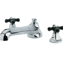 Kingston Brass Metropolitan Onyx Roman Tub Filler with Black Porcelain Cross Handle