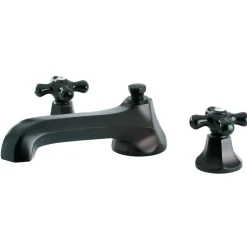 Kingston Brass Metropolitan Onyx Roman Tub Filler with Black Porcelain Cross Handle