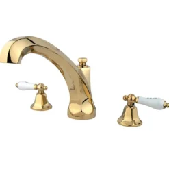 Kingston Brass Metropolitan Roman Tub Filler with Porcelain Lever Handles