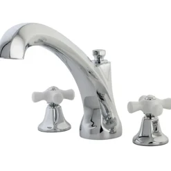 Kingston Brass Metropolitan Roman Tub Filler with Porcelain Cross Handles