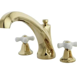 Kingston Brass Metropolitan Roman Tub Filler with Porcelain Cross Handles