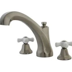 Kingston Brass Metropolitan Roman Tub Filler with Porcelain Cross Handles
