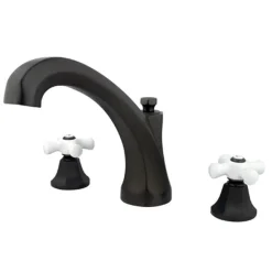 Kingston Brass Metropolitan Roman Tub Filler with Porcelain Cross Handles