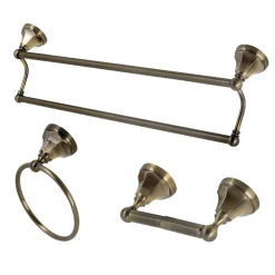 Kingston Brass Metropolitan 3-Piece Towel Bar Accessory Set in Antique Brass