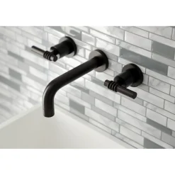Kingston Brass Milano 2-Handle 8-Inch Wall Mount Bathroom Faucet