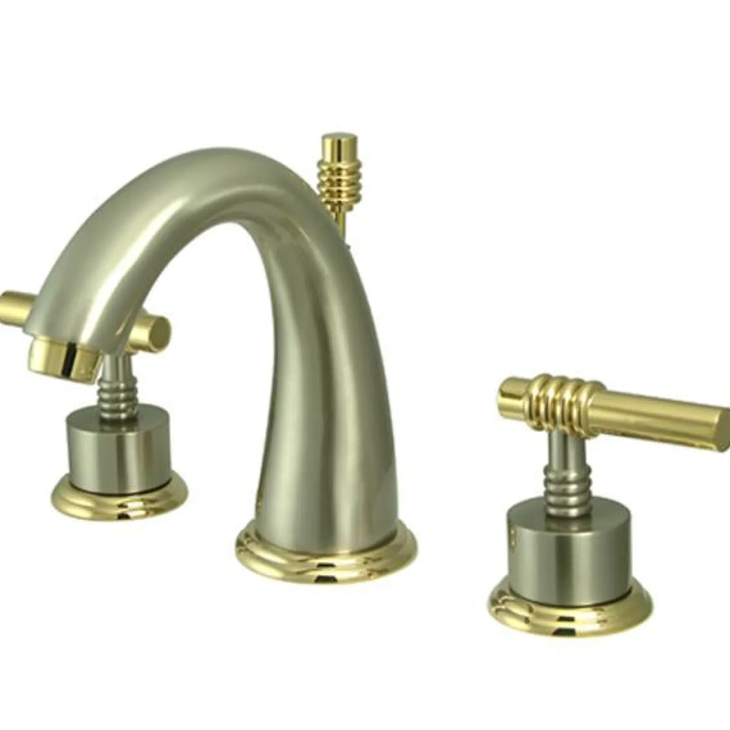 Kingston Brass Milano 8" to 16" Widespread Two Handle Lavatory Faucet with Brass Pop-up