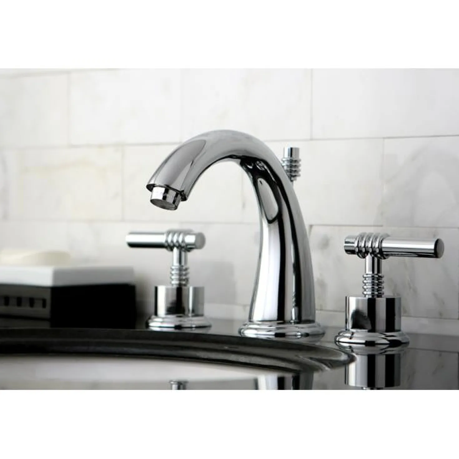 Kingston Brass Milano 8" to 16" Widespread Two Handle Lavatory Faucet with Brass Pop-up