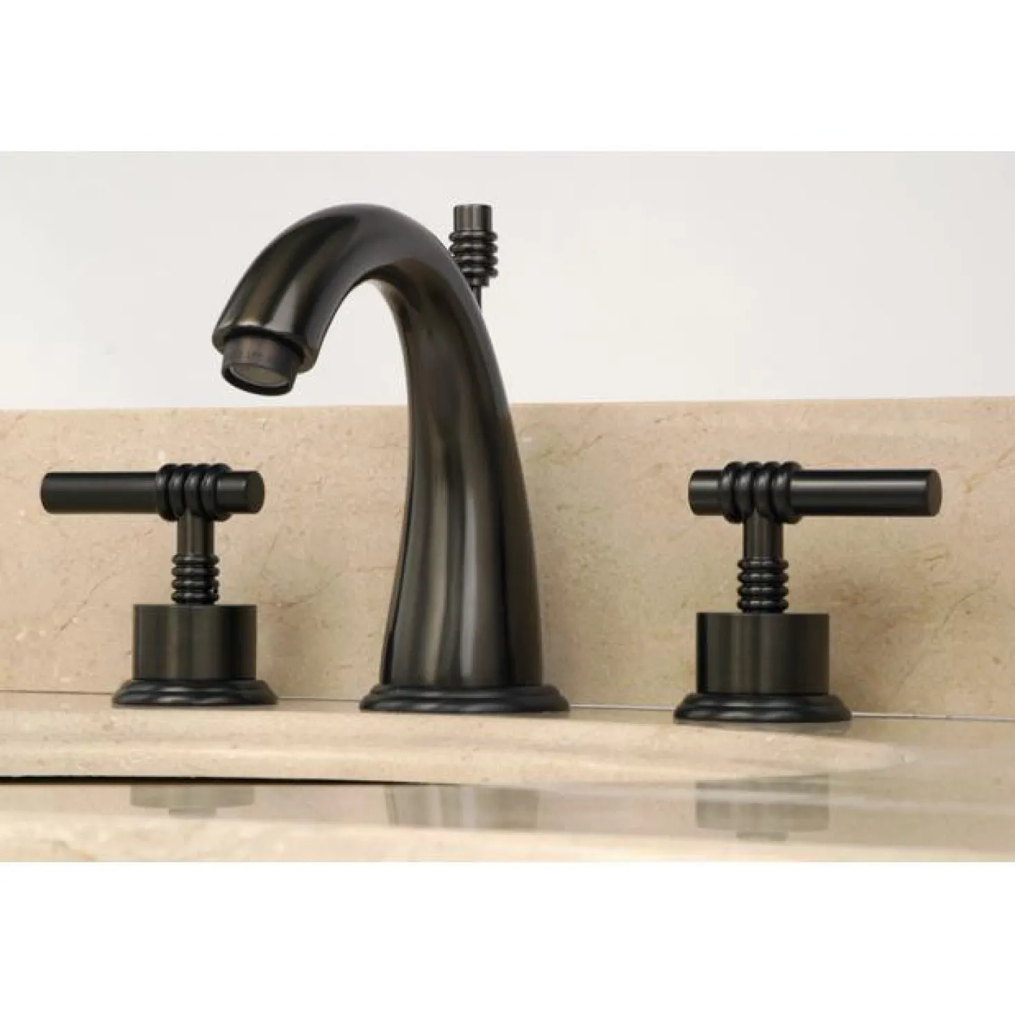 Kingston Brass Milano 8" to 16" Widespread Two Handle Lavatory Faucet with Brass Pop-up