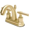 Kingston Brass Milano Two Handle 4" Centerset Solid Brass Lavatory Faucet with Brass Pop-up
