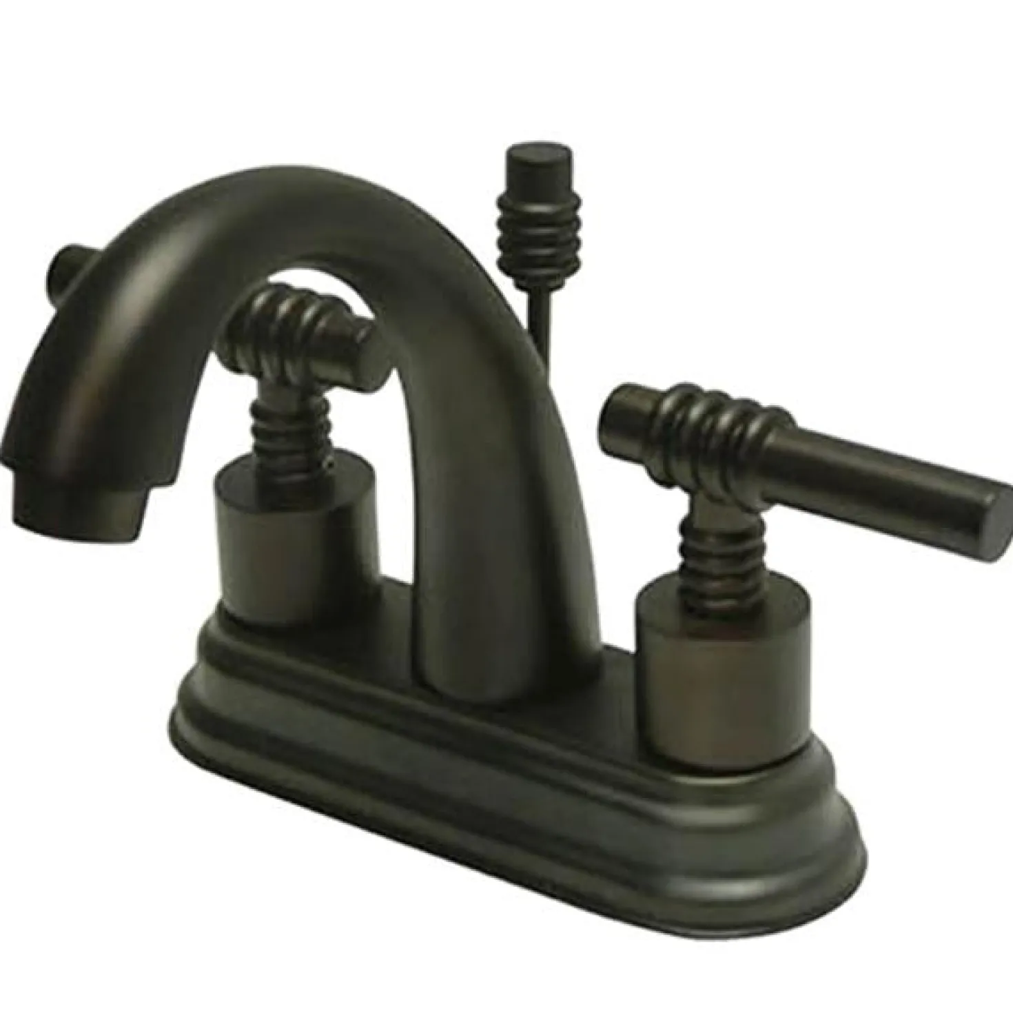 Kingston Brass Milano Two Handle 4" Centerset Solid Brass Lavatory Faucet with Brass Pop-up