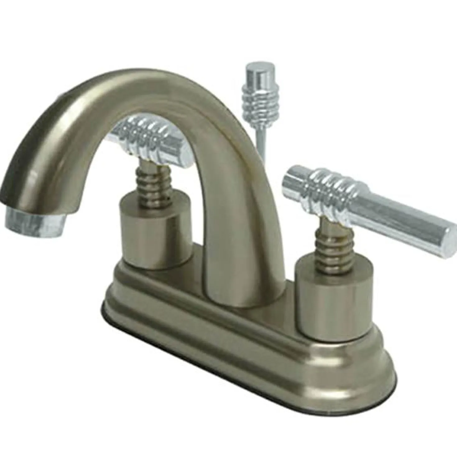 Kingston Brass Milano Two Handle 4" Centerset Solid Brass Lavatory Faucet with Brass Pop-up
