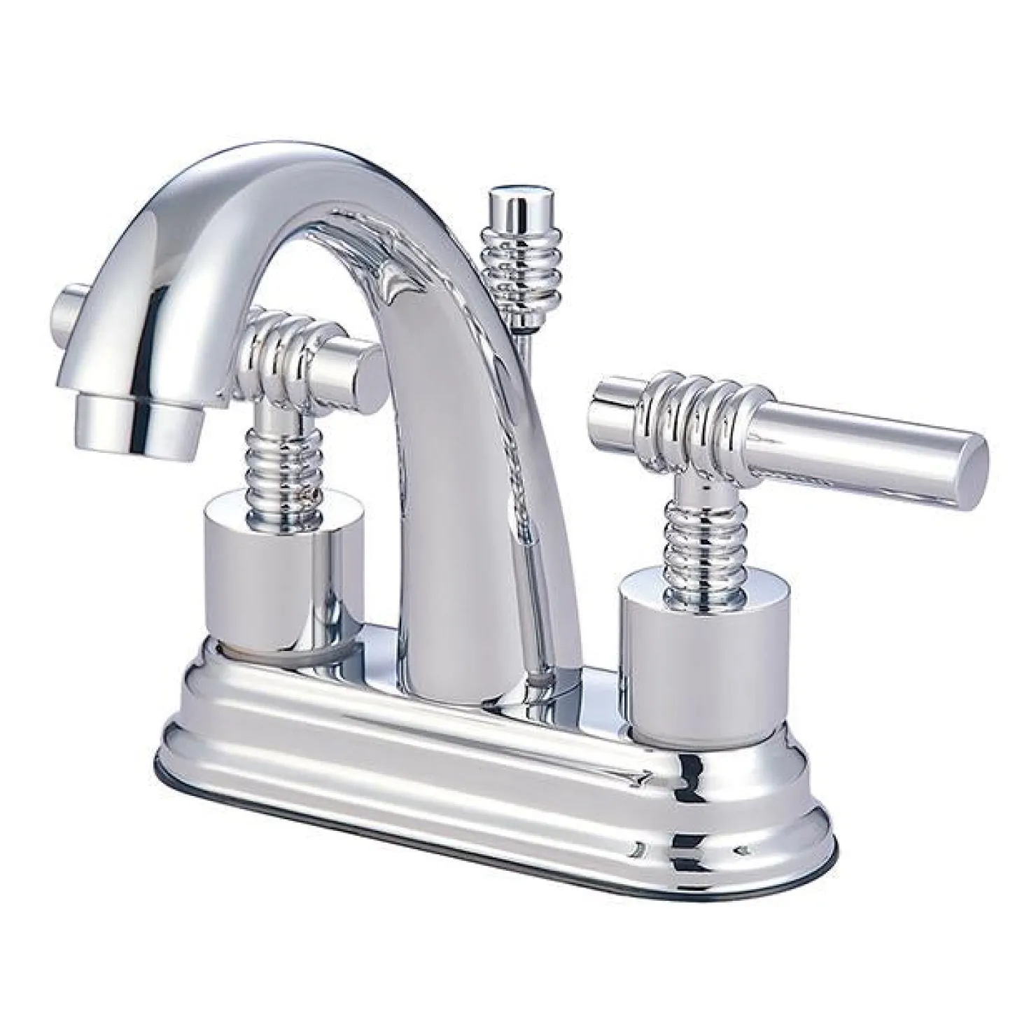 Kingston Brass Milano Two Handle 4" Centerset Solid Brass Lavatory Faucet with Brass Pop-up