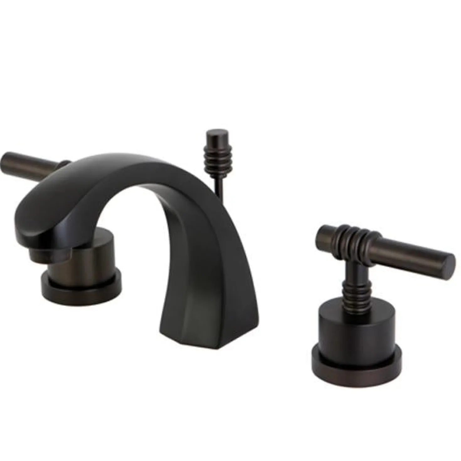 Kingston Brass Milano Two Handle Deck Mount 8" to 16" Widespread Lavatory Faucet with Brass Pop-up
