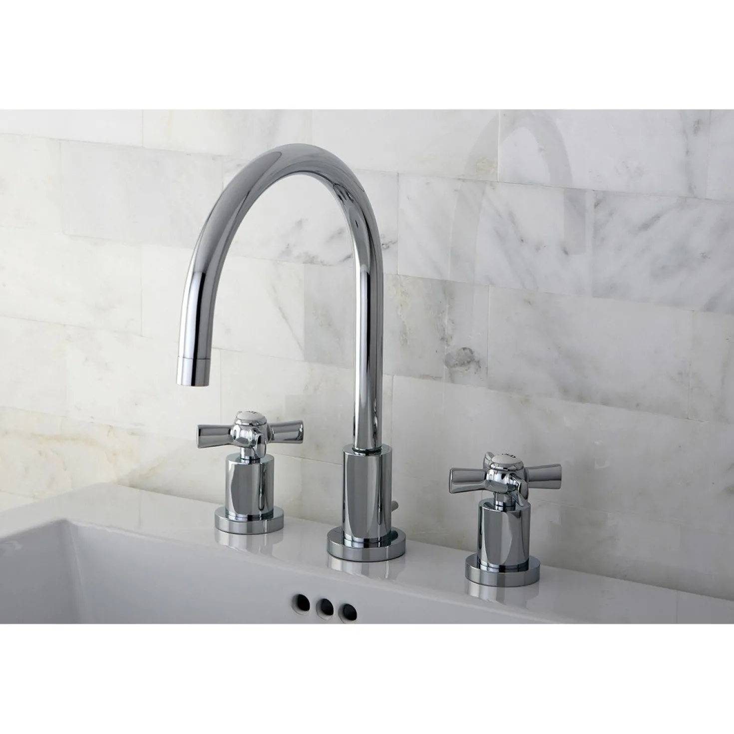Kingston Brass Millennium Deck Mount 8-Inch Widespread Bathroom Faucet