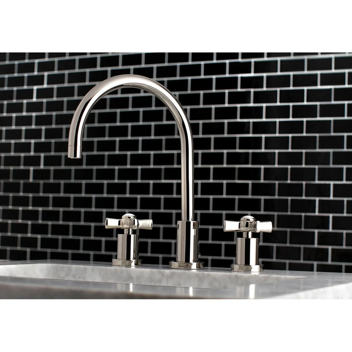 Kingston Brass Millennium Deck Mount 8-Inch Widespread Bathroom Faucet