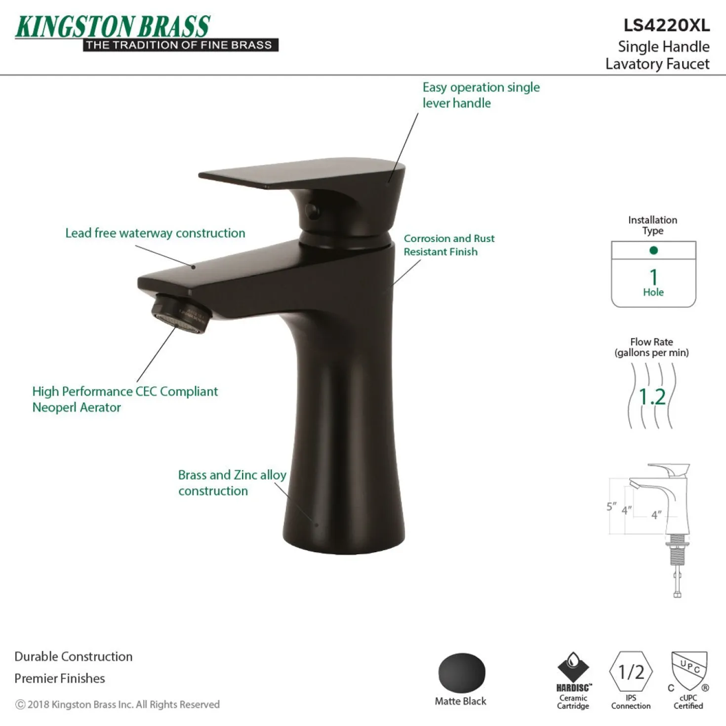 Kingston Brass Millennium Single-Handle Bathroom Faucet
