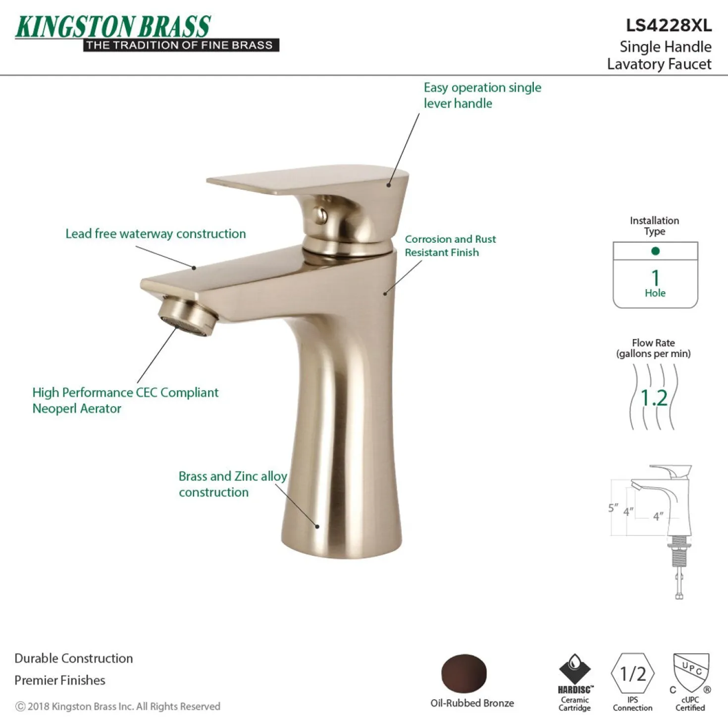 Kingston Brass Millennium Single-Handle Bathroom Faucet