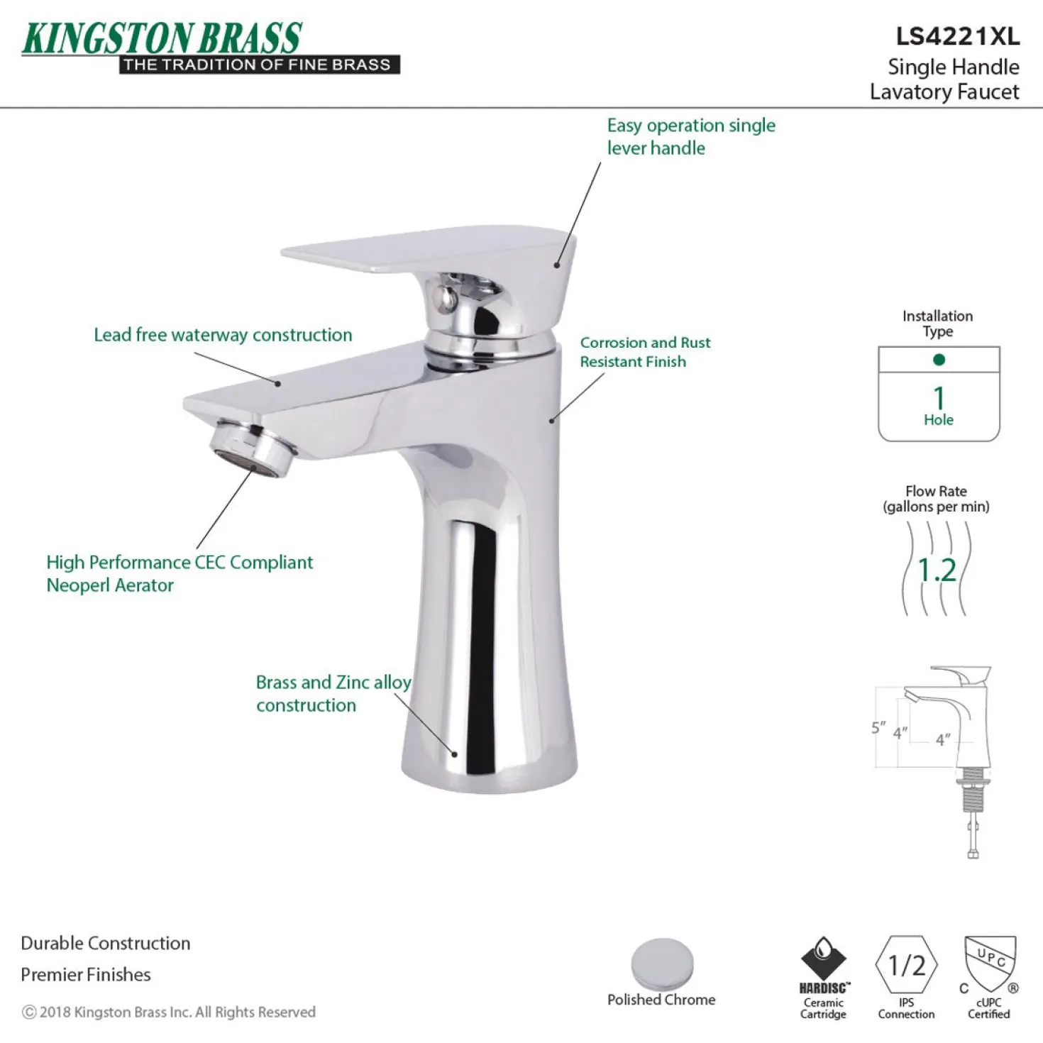 Kingston Brass Millennium Single-Handle Bathroom Faucet