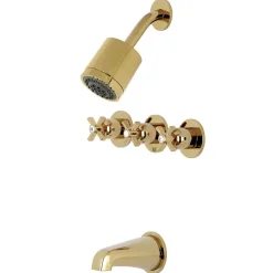 Kingston Brass Millennium Three-Handle Tub and Shower Faucet