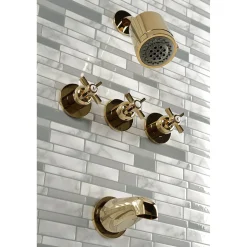 Kingston Brass Millennium Three-Handle Tub and Shower Faucet