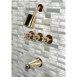 Kingston Brass Millennium Three-Handle Tub and Shower Faucet