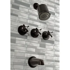 Kingston Brass Millennium Three-Handle Tub and Shower Faucet