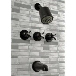Kingston Brass Millennium Three-Handle Tub and Shower Faucet