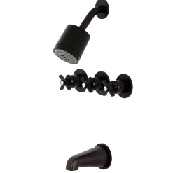 Kingston Brass Millennium Three-Handle Tub and Shower Faucet