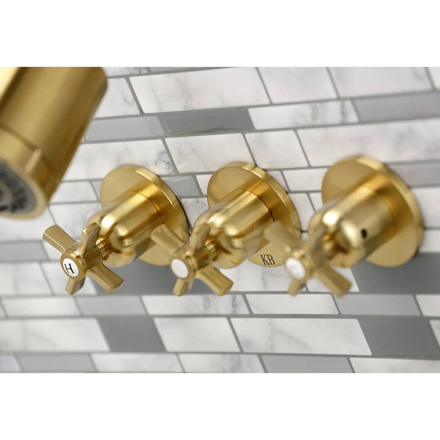 Kingston Brass Millennium Three-Handle Tub and Shower Faucet