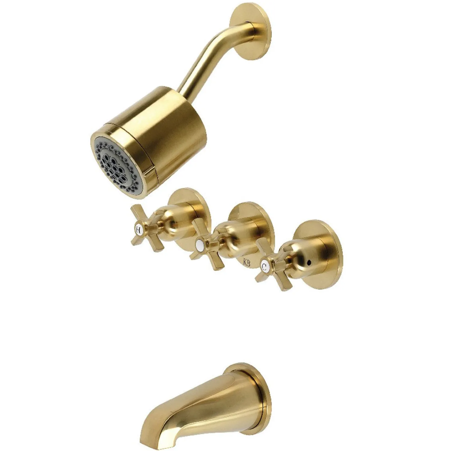 Kingston Brass Millennium Three-Handle Tub and Shower Faucet