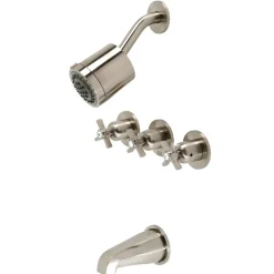 Kingston Brass Millennium Three-Handle Tub and Shower Faucet