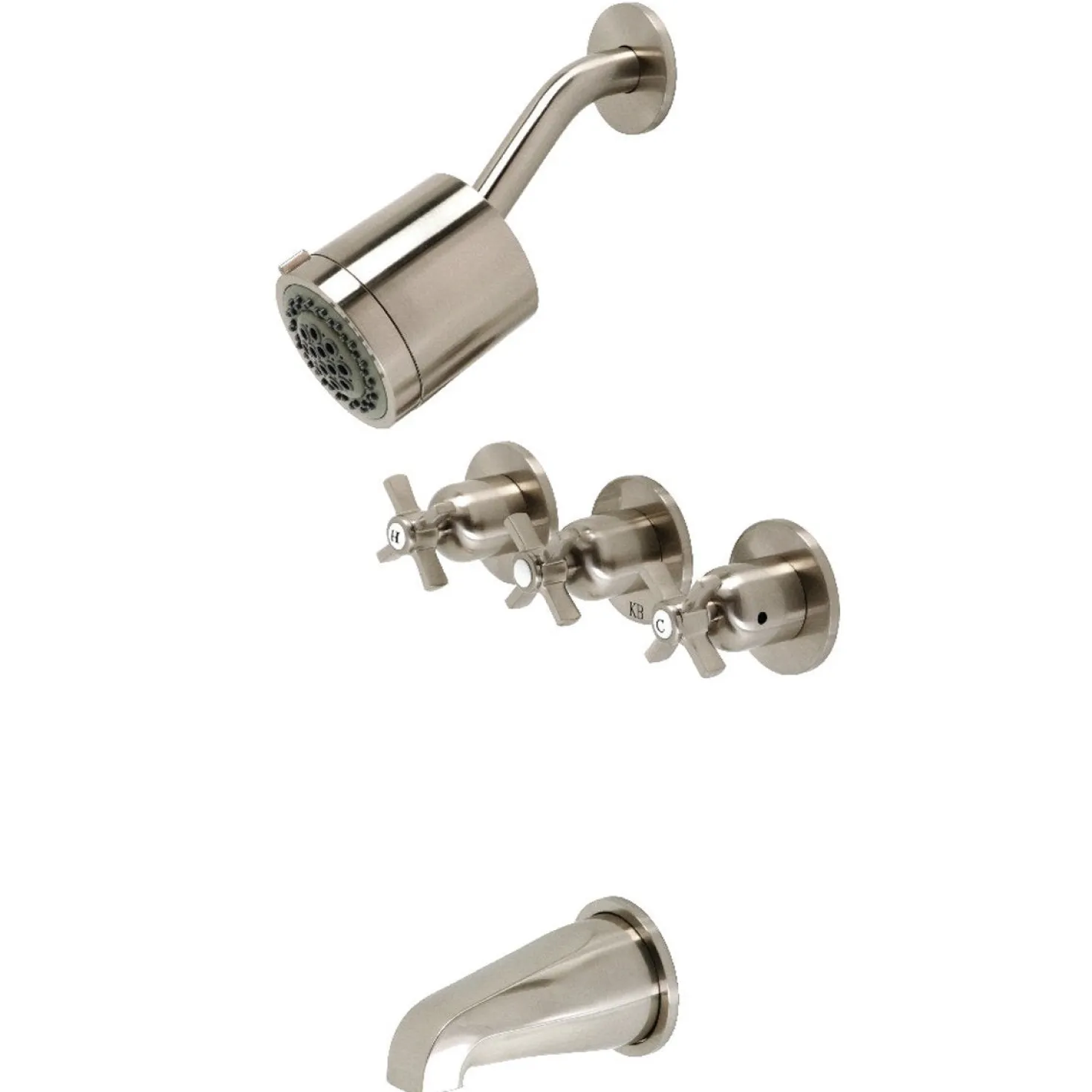 Kingston Brass Millennium Three-Handle Tub and Shower Faucet