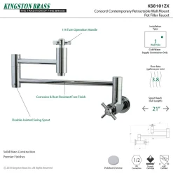 Kingston Brass Millennium Wall Mount Pot Filler Kitchen Faucet